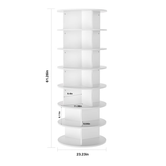Buballino 7-Tier 360 Degree Rotating Free-Standing Shoe Rack, Holds up to 26 Pairs of Shoes