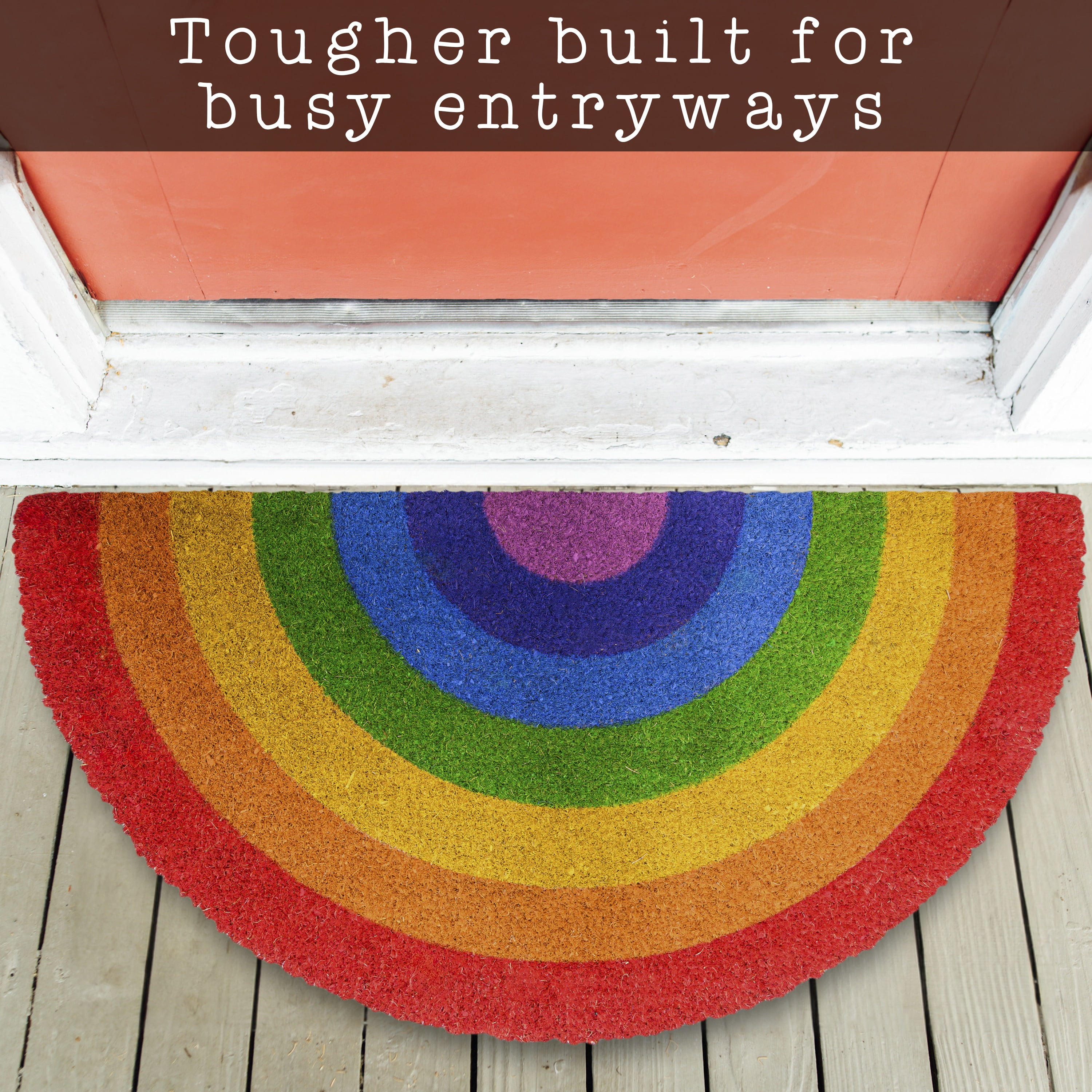 MAINEVENT Rainbow Half Round Doormat 30x17 Inch, Summer Outdoor Welcome Mat for Outside