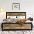 thumbnail image 2 of Amolife King Size Metal Platform Bed Frame with Wooden Headboard, 12.4" Under-Bed Storage, Brown, 2 of 7