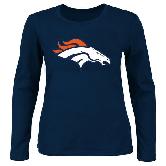 Women's Fanatics Navy Denver Broncos Plus Size Scoop Neck Long Sleeve T-Shirt