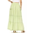 thumbnail image 2 of Sakkas Solid Embroidered Gypsy / Bohemian Full / Maxi / Long Cotton Skirt - Spring Green - One Size, 2 of 5