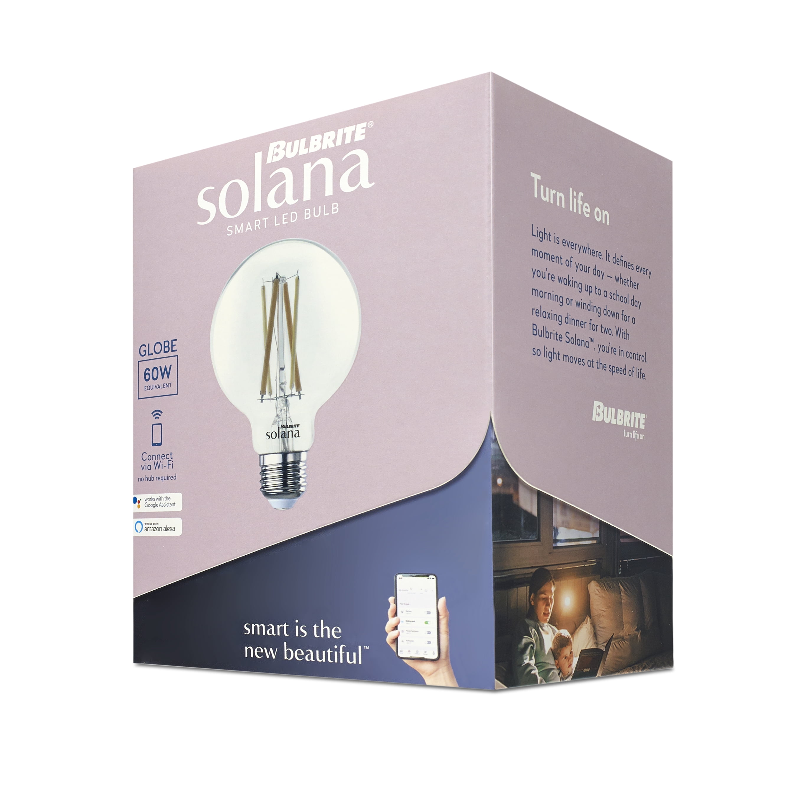 Bulbrite  Solana Smart LED G25 60W Equivalent Tunable WIFI Light Bulb, Clear, 2PK - 2200K-6500K