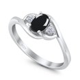 thumbnail image 3 of Three Stone Oval Natural Black Onyx Trio WeddingRing 925 Sterling Silver size 6, 3 of 6