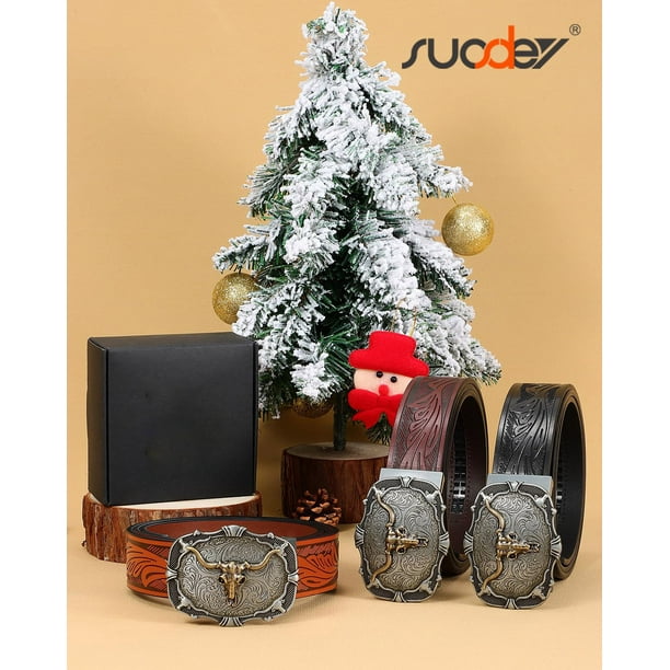 SUOSDEY Cowboy Ratchet Belt Automatic Cowboy Buckle Western