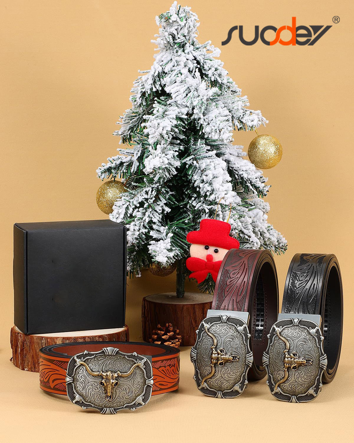 SUOSDEY Cowboy Ratchet Western Leather Belt photo 8