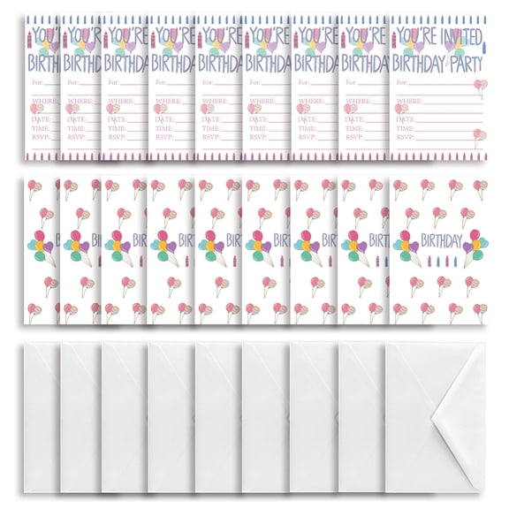 Invitations with Envelopes 30 Sheet Fill-in Colorful Birthday Party Theme Invites Wedding Invitation Kit for Wedding Bridal Shower Baby Shower Birthday Invitations 15x10 cm DIY