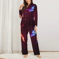 thumbnail image 2 of Honeii Futuristic Red And Blue Bird print Women's Pajama Sets Long Sleeve Button Down Sleepwear Nightwear Soft Pjs Lounge Sets-Medium, 2 of 7