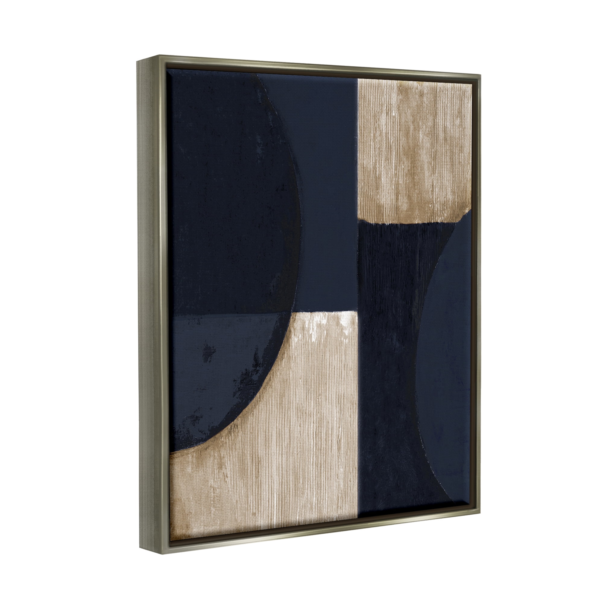 Stupell Industries Contemporary Dark Shapes Abstract Painting Gray Floater Framed Canvas Art Print Wall Art, 17 x 21