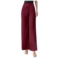 thumbnail image 1 of Pantalones acampanados de gasa de cintura alta para mujer: parte trasera elástica, cremallera lateral, tejido fluido, para bodas y cócteles, 1 of 4