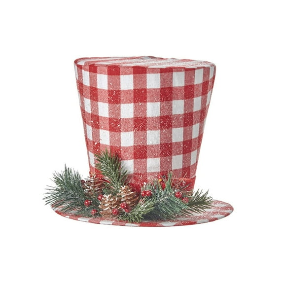 Raz Imports 2021 11.5-inch Red & White Buffalo Check Top Hat
