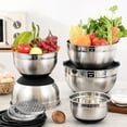 thumbnail image 5 of Mixing Bowls with Airtight Lids, 8-Piece Stainless Steel Nesting Mixing Bowls Set, 3 Grater Attachments & Non-Slip Bottoms, Black Kitchen Bowls, Sizes 5, 4, 3.5, 2, 1.5 QT for Baking & Serving, 5 of 8