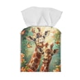 thumbnail image 2 of FUIALDOLG PU Leather Tissue Box Cover Square with Cute Giraffe Flower, Waterproof Decorative Tissue Box Holder for Bathroom, Office, Desk, Car, 5.1"X5.1"X5.5", 2 of 7