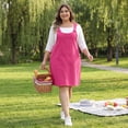 thumbnail image 3 of GRACE & GRANDEUR Women's Plus Size Sleeveless Overall Skirt Casual Summer Midi Denim Dresses with Pockets 3X Hot Pink, 3 of 8