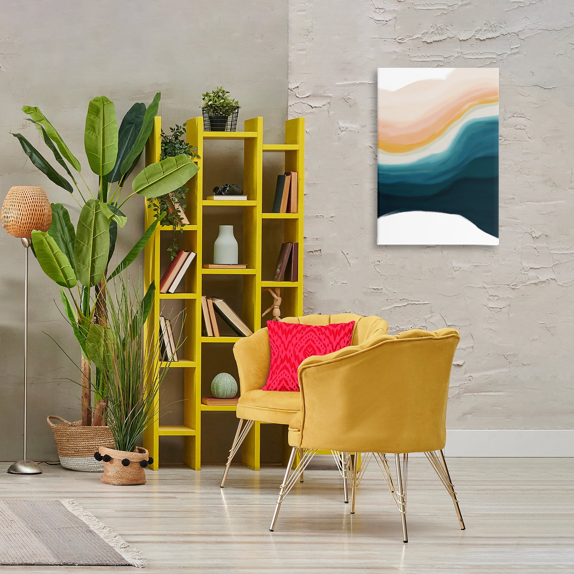 Stupell Industries Peach Swirl Fluid Pattern Abstract Painting Gallery Wrapped Canvas Art Print Wall Art, 20 x 30