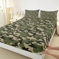 thumbnail image 3 of Feelyou Green Camouflage Abstract Queen Sheet Sets, Vintage Fashion Camo Flat Sheet, Teens Kids Boys Girls Queen Fitted Sheet, Super Cozy Room Decor, 4-Piece, 3 of 7