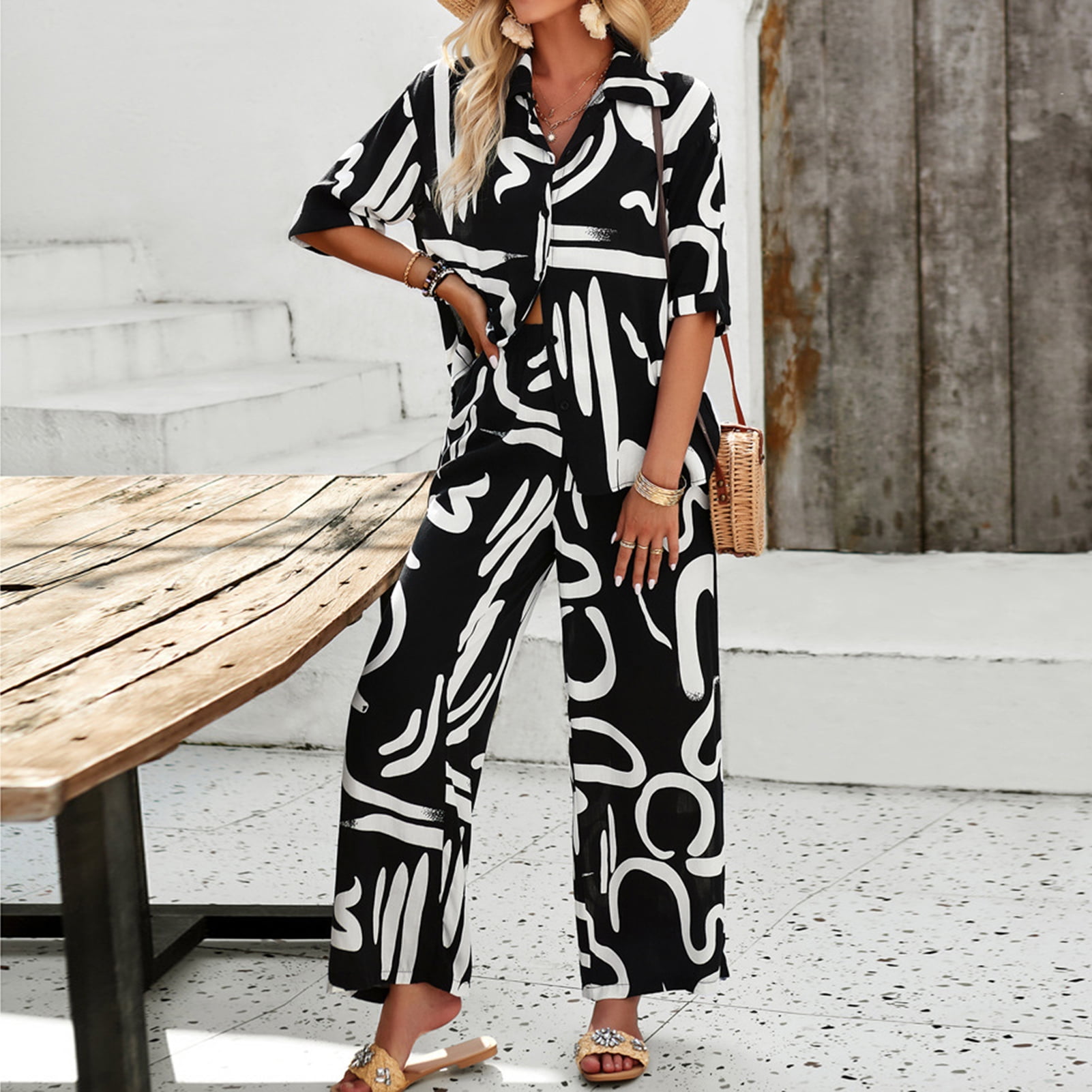 Moda Conjuntos De Pantalon Y Camisa Conjunto Blusa Y Pantalón