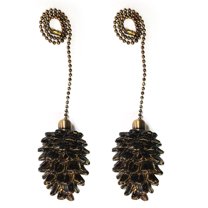Royal Designs Fan Pull Chain - Antique Brass Pine Cone Finial 2pk