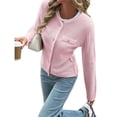 thumbnail image 3 of Suéteres Tipo Cárdigan de Larga con Cuello en V para Mujer, Chaquetas de Punto Gruesas, y con Botones, para Otoño e Invierno. Rosa XL, 3 of 8