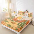 thumbnail image 4 of Homewish Western Desert Cowboy Queen Sheet Sets,Tropical Botanical Cactus Flat Sheet,Green Orange Queen Fitted Sheet For Boys Kids,Breathable Home Decor,4pcs, 4 of 7