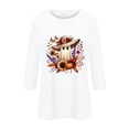 thumbnail image 4 of Bexdxz Cute Ghost Pumpkin Halloween 3/4 Sleeve Shirts for Women Funny Bat Graphic Crew Neck Three Quarter Length Tee Fall Casual Holiday Top White 3XL, 4 of 6