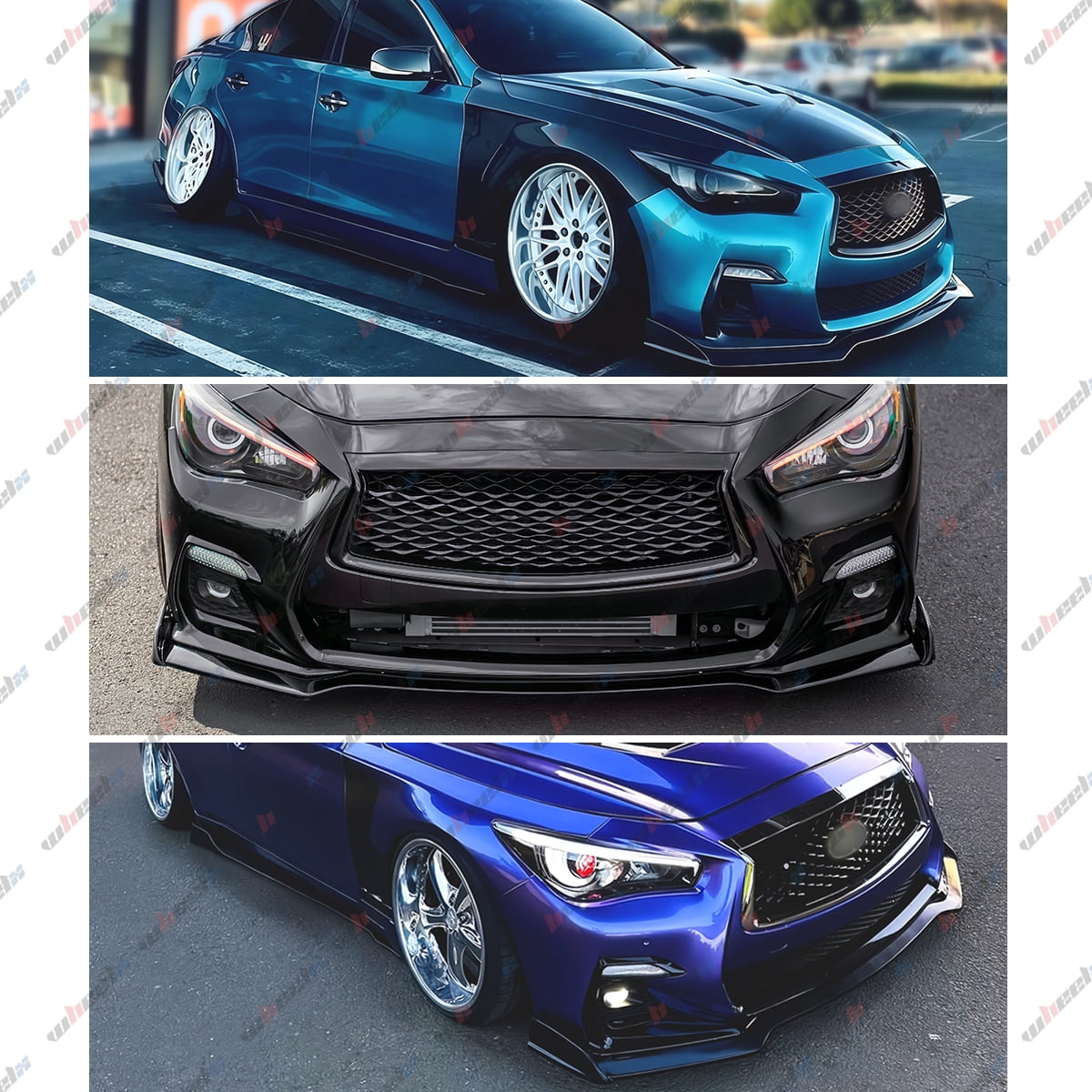 Front Lip Compatible with 2018-2024 Infiniti Q50 Sport, JDM Bumper Air Dam Lower Chin Splitter Protection Body Kit Fits for 2018 2019 2020 2021 2022 2023 2024 (Gloss Black)