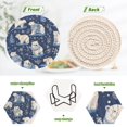 thumbnail image 4 of Haosy Set of 6 Drink Woven Coaster with Holder Heat Resistant Non-Slip Bar Coasters 4 Inches Polar Bears Wearing Sweaters, 4 of 7