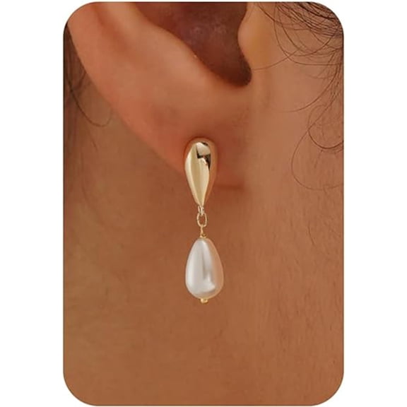 14K Gold Plated Pearl Drop Earrings for Women White Cultured Pearl Earrings Elegant Jewelry Gifts