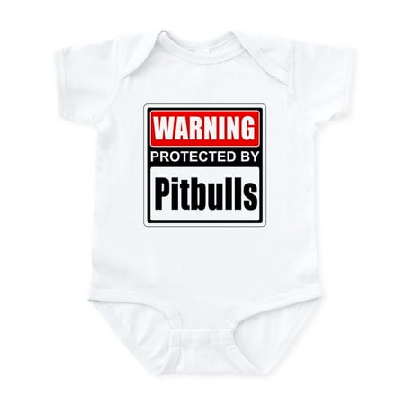 

CafePress - Warning Pitbulls Body Suit - Baby Light Bodysuit Size Newborn - 24 Months