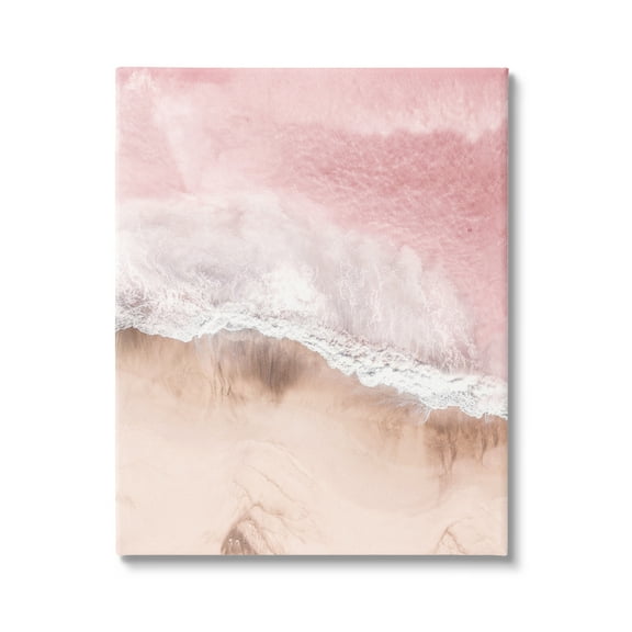 Stupell Industries Pink Sea Beach Shore Nature Photography Gallery Wrapped Canvas Print Wall Art, 16 x 20