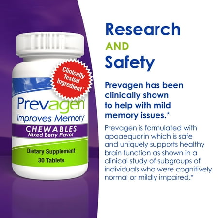 Prevagen - Regular Strength 10mg, 30 Chewable Tablets Mixed Berry Flavor with Apoaequorin & Vitamin D