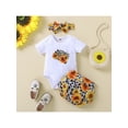 thumbnail image 2 of Franhais Baby Girl’s Tops and Shorts Set Cartoon Short Sleeve Romper and Sunflower Short Pants with Headband, 2 of 9