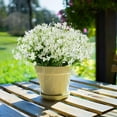 thumbnail image 3 of 4 Bundles Artificial Daffodil Flowers for Outdoors Fake Flowers Greenery No Fade Faux Plastic Plants for Decoration Outside UV Resistant Home Garden Porch Window Box Decorating(White), 3 of 6