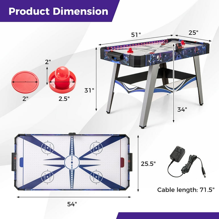 Gymax 54'' Air Hockey Game Table w/2 Pushers Pucks Adjustable Foot