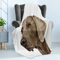 thumbnail image 4 of Weimaraner Soft Flannel Fleece Throw Blanket, Portrait of Brownish Short Haired Hunting Dog Animal Breed Head Nose Ear, Cozy Plush for Indoor and Outdoor Use, 50" x 70", White Cocoa Tan, by Ambesonne, 4 of 5