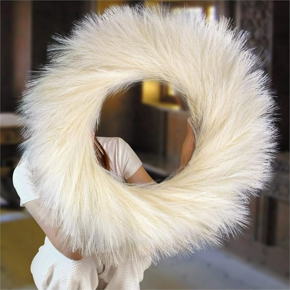 Faux Pampas Grass Wreath for Boho Wall Decor,27" Artificial Pampas Wreaths for Front Door,Beige Fluffy No Smell No-Shedding Intensive Pampas Bouquet Wreath
