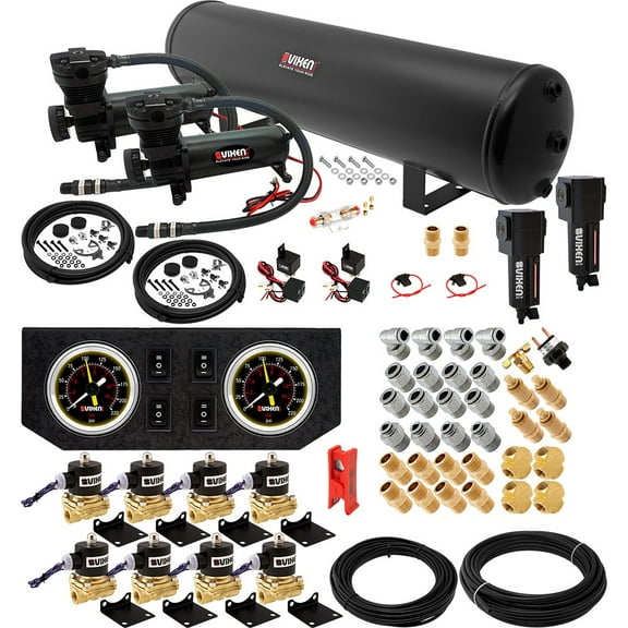 Vixen Air Suspension Kit for Truck/Car Bag/Air Ride/Spring. On Board System- Dual 200psi Compressor, 5 Gallon Tank. For Boat Lift,Towing,Lowering,Load Leveling,Onboard Train Horn VXX3804GB/4852DBF
