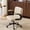 Ivory, variant on Ktaxon PU Office Desk Chair , Flip-Top Armrest Task Chair on Metal Star Base, Adjustable Height & Quiet Casters for Study Light Brown