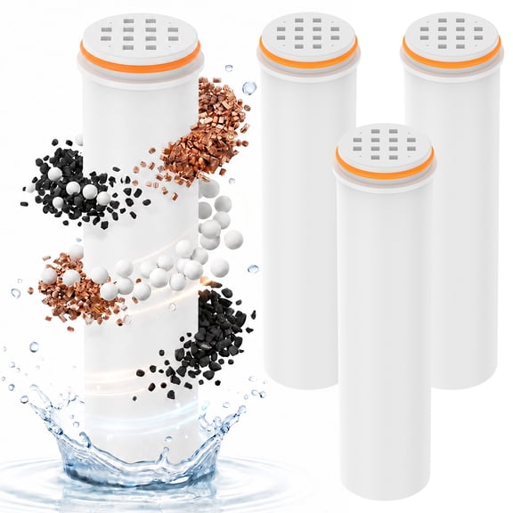4 Pack Shower Head Replacement Filter Cartridge, KDF-55 and Calcium Sulfite Media Hard Water Softener Filter for Handheld Filtered Showerhead