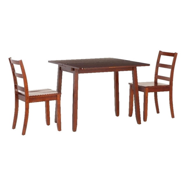 Linon Breia Ensemble de Salle à Manger 3 Pcs avec Plateau de Rangement Extensible, Fini Bois Cerisier