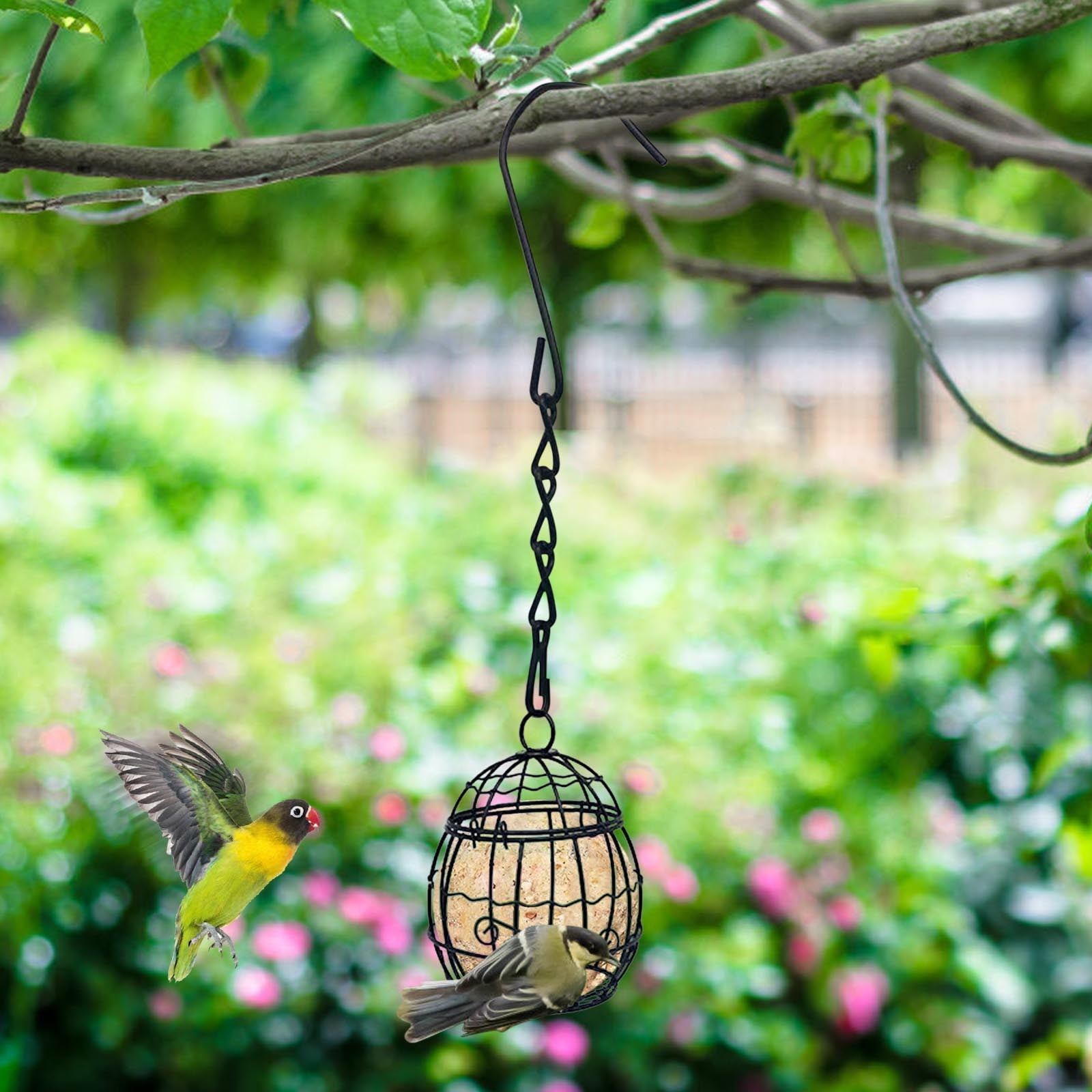 Outside Wild Bird Feeder, Metal Frame Squirrel Proof Bird Feeders Hanging for Garden Yard Outdoor Decoration(1Pc)