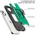 thumbnail image 6 of for Apple iPhone 14 Case with Metal Kickstand, Slim Fit Durable Military Grade Dual Layer Shockproof Protective Cover Case for iPhone 14 Green, 6 of 14