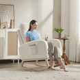 thumbnail image 5 of Spaco Modern Accent Rocking Chair with Side Pocket and High Backrest, Rocking Chair with Solid Wood Legs, Upholstered Nursery Glider Rocker for Indoor as Living Room, White, 5 of 8