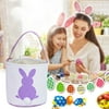 Easter Day Basket Holiday Rabbit Bunny Printed Canvas Gift Carry Candy Bag DecorationationSpring Easter Day Home Decorationations(Buy 2,Receive 3)