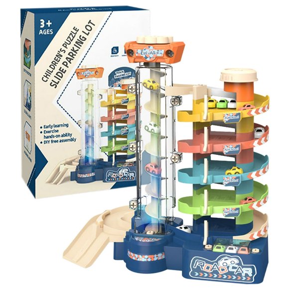 5-level Garage Track Set Toy Automatic and Manual Car Track Set with a Screwdriver and 5 Cars Parking Lot Toy Improve Fine Motor Skills Parking Track Toy for Kids Ages 3+