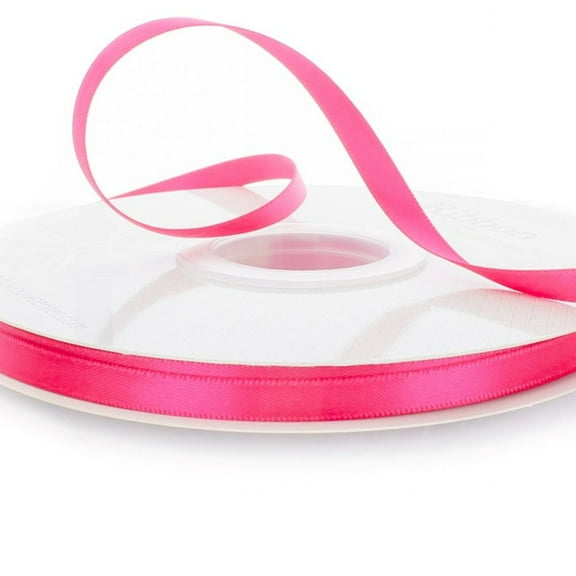 1/4" Wide Shocking Pink Double Faced Satin Ribbon - 100 Yards