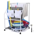 thumbnail image 1 of Yescom Free Standing Pool Side Pvc Towel Rack Holder Heavy Duty 7 Bar 4 Lockable Wheels for Outdoor Floats Dryer Clothes Laundry Storage Black Net, 1 of 9