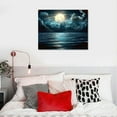 thumbnail image 4 of JRXY Wall Art Moon Sea Ocean Landscape Picture Canvas Wall Art Print Paintings Modern Artwork for Living Room Wall Decor and Home Décor Framed Ready to Hang,1inch Thick Frame,  16x12in, 4 of 4