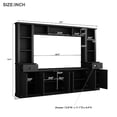 thumbnail image 3 of Minimalist Entertainment Wall Unit Set with Bridge for TVs Up to 75'', Ample Storage Space TV Stand with Adjustable Shelves, Modernist Large Media Console for Living Room, Black, 3 of 9