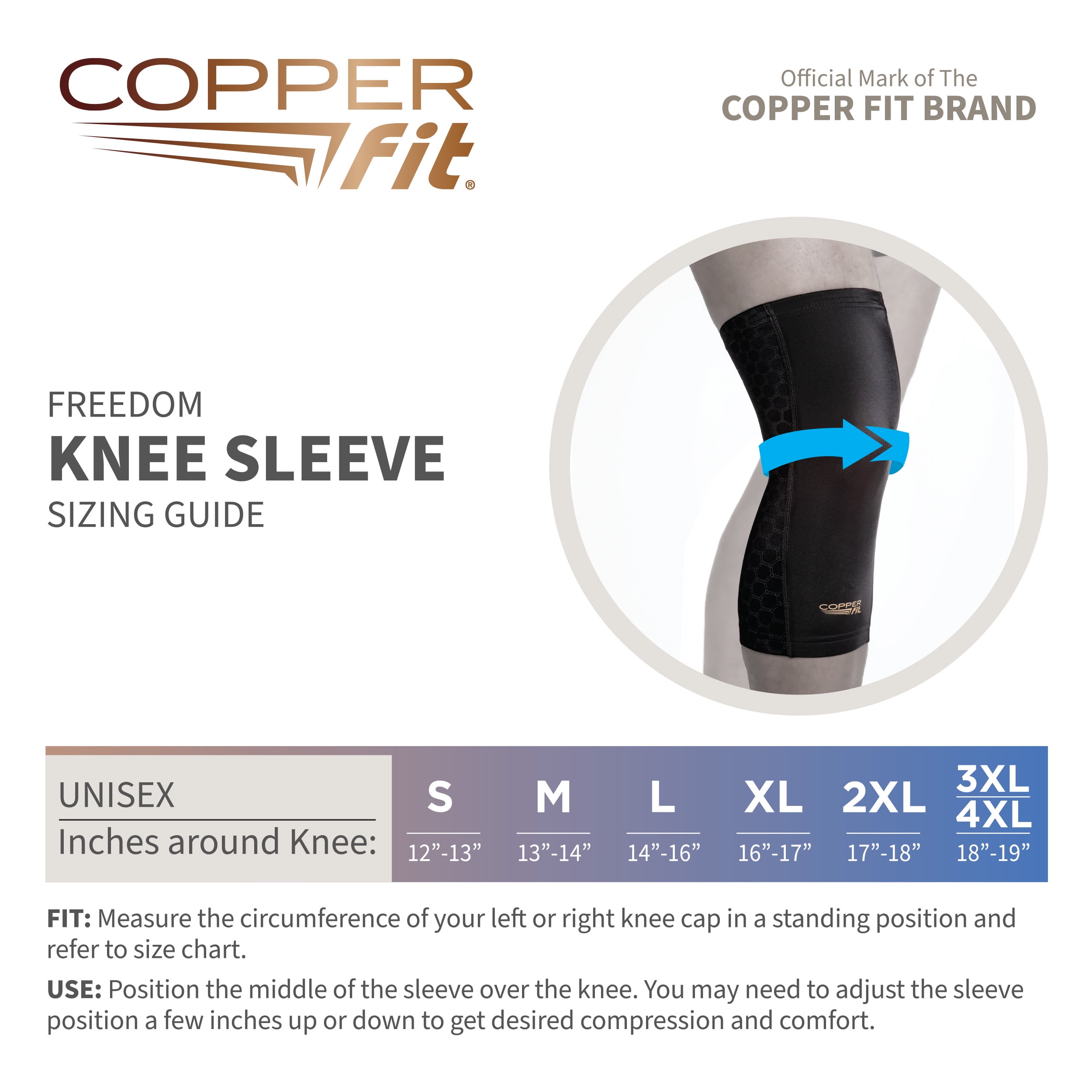 New Copper Fit Work Gear Knee Compression Sleeve Unisex Large 14