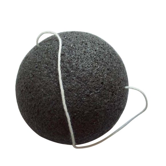 6 esponjas faciales Konjac de carbón de bambú activado para la limpieza facial de hombres y mujeres (negras)